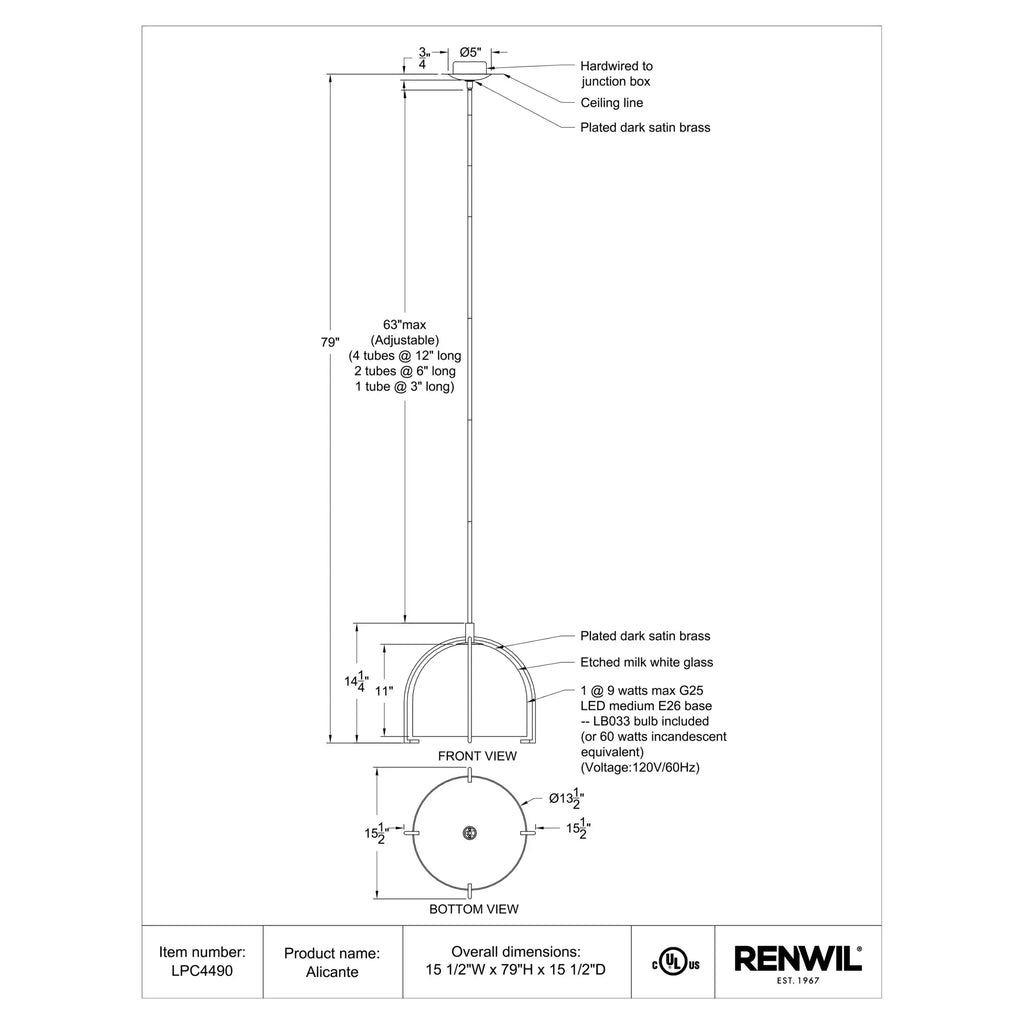 RENWIL ALICANTE PENDANT LPC4490