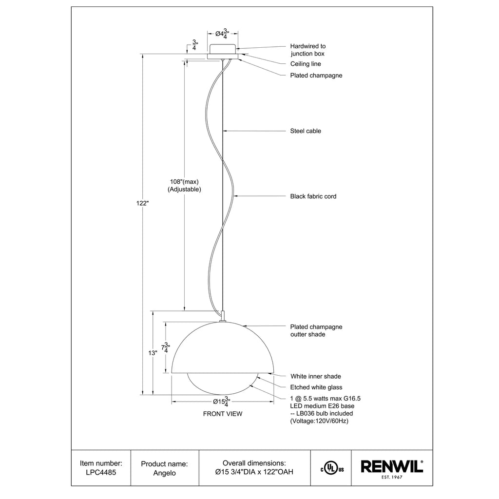 RENWIL ANGELO PENDANT LPC4485