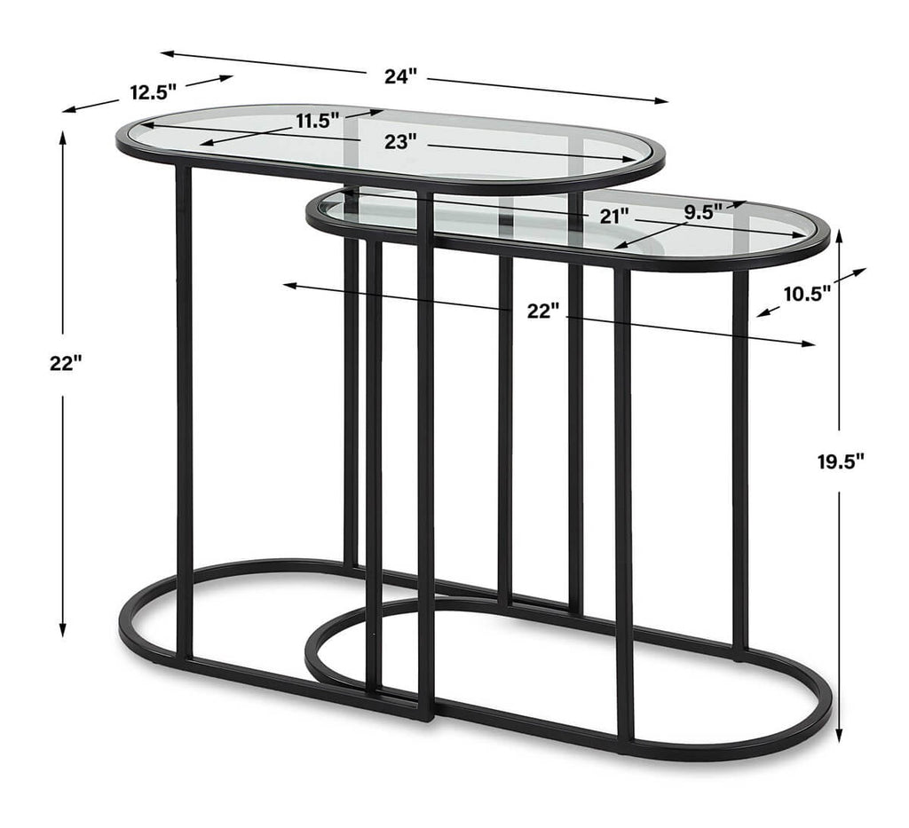 BLACK IRON NESTING TABLES SET OF TWO 43032w