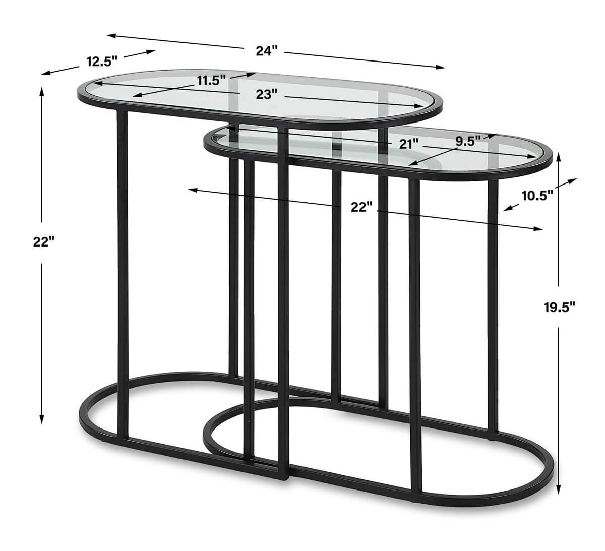 BLACK IRON NESTING TABLES SET OF TWO 43032w