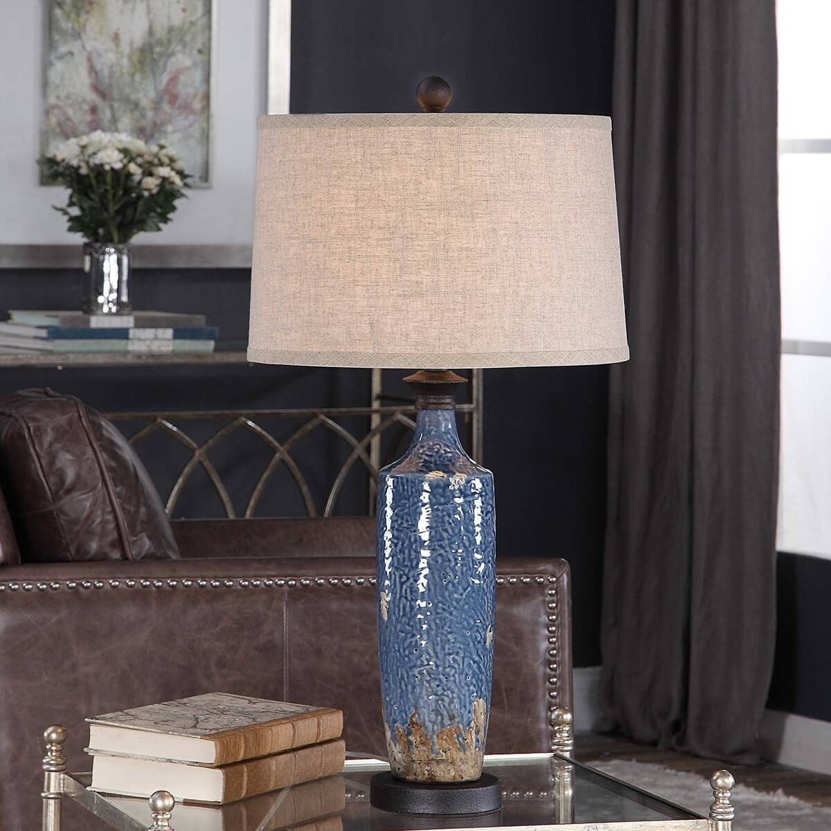 BLUE CERAMIC TABLE LAMP 1-62062w