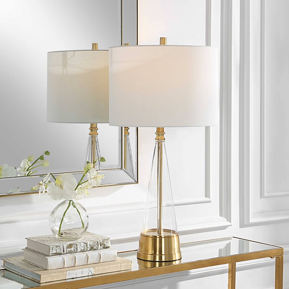 GLASS CONE TABLE LAMP 1-29062w