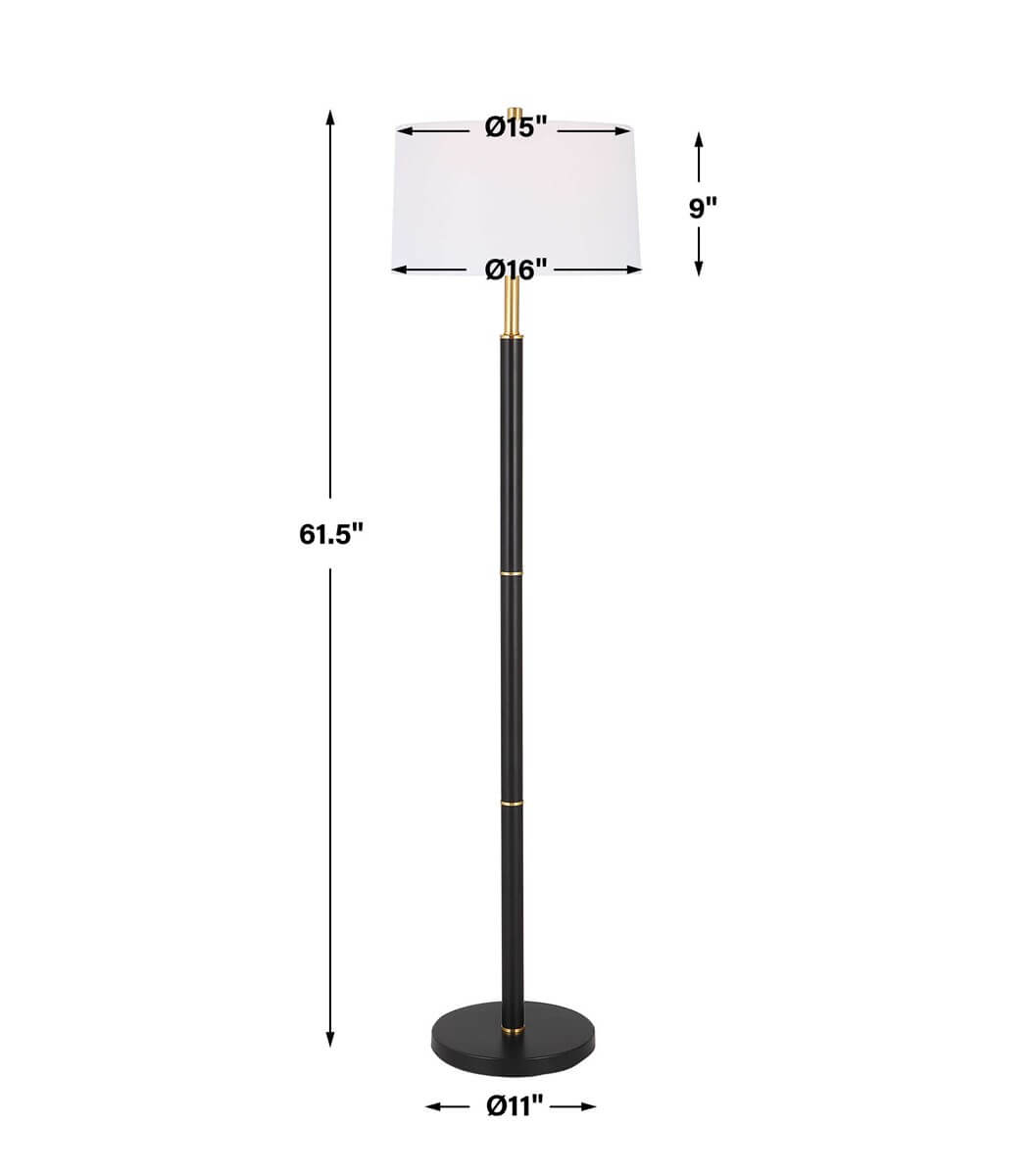 BLACK METAL FLOOR LAMP 1-30162w