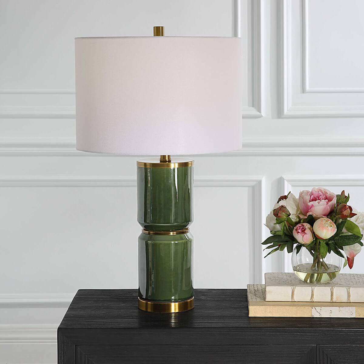 GREEN CERAMIC TABLE LAMP 1-81162w