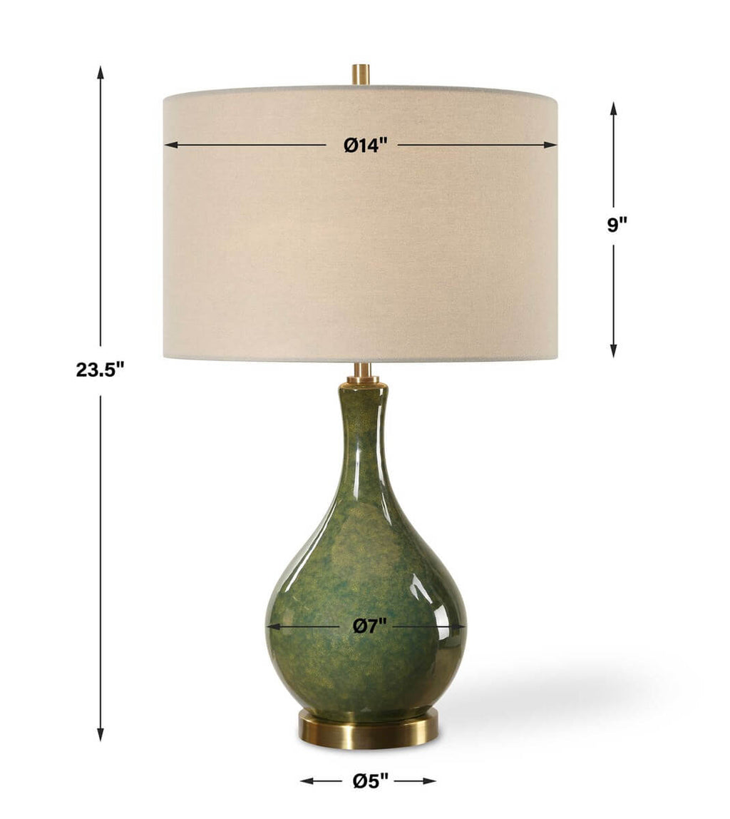 GLAZED GREEN TABLE LAMP 1-73162w