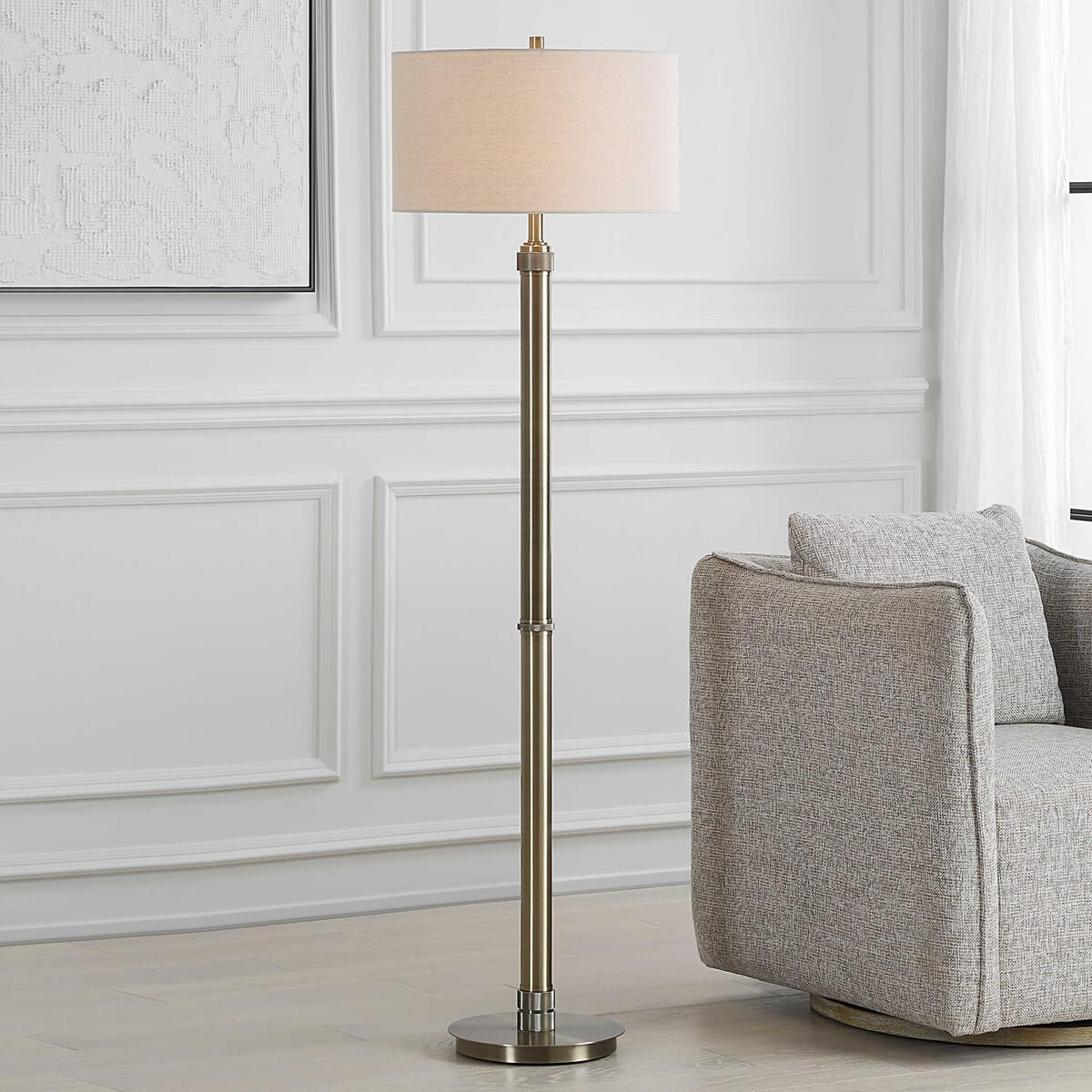 ANTIQUE BRASS FLOOR LAMP 1-35162w