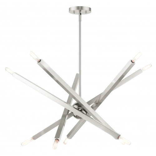 LIVEX LIGHTING Monaco Chandelier Brushed Nickel with Black Chrome Accents 46986-91