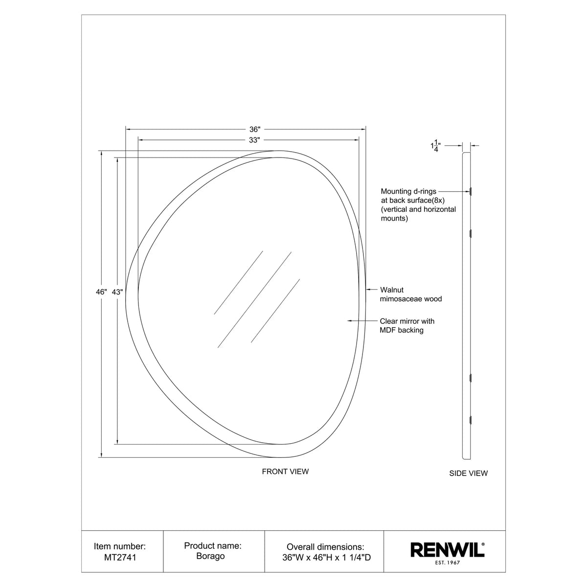 RENWIL BORAGE MIRROR MT2741